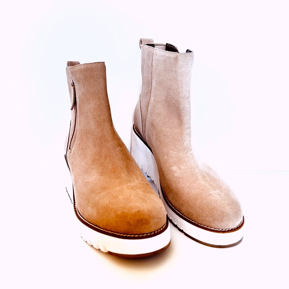 Cole Haan City ZeroGrand Latte‎ Suede Wedge Boots Platform Ankle Size 10 B NWOB
